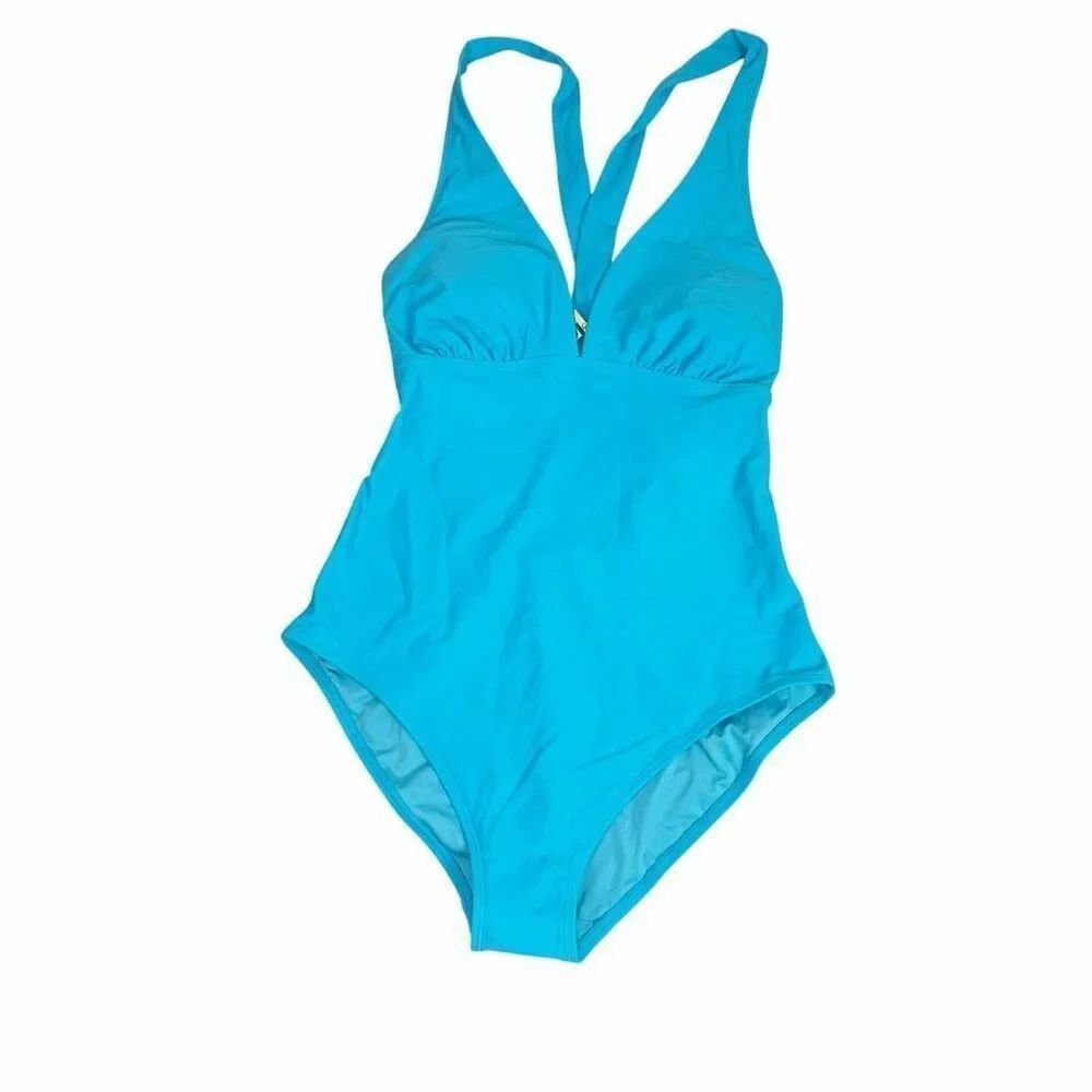 Talbots Large Aqua Club Halter One-Piece Swimsuit